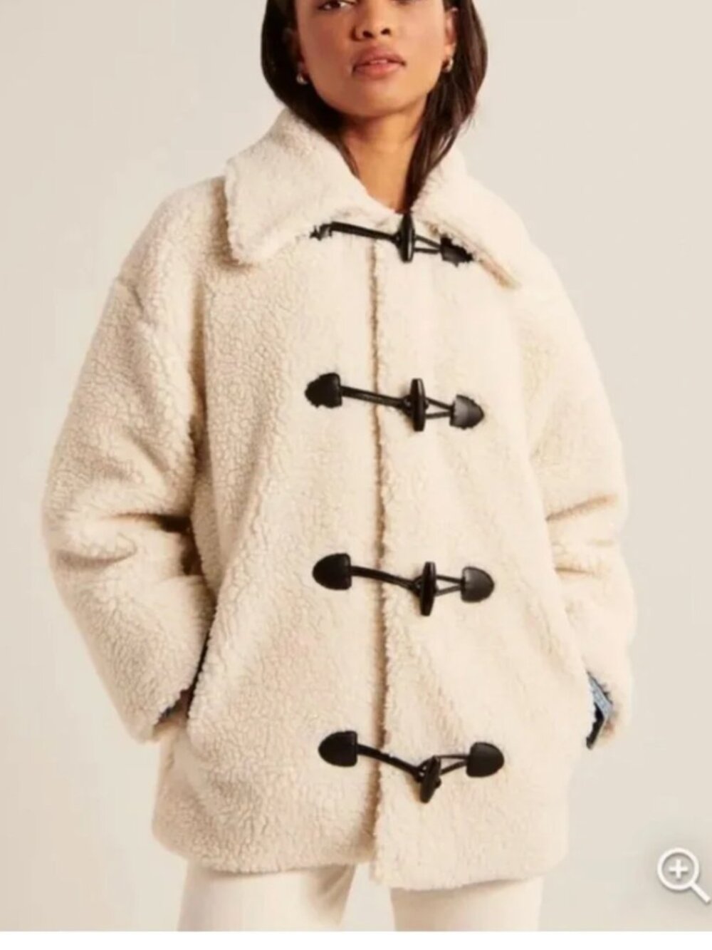 Abercrombie & Fitch Womens XXS+ Cream Faux Fur Toggles Sherpa Teddy Jacket Girly